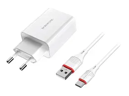 Блок живлення Borofone BA21A Long Journey 1xUSB-A + USB-C (BA21ACW)