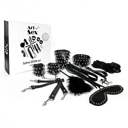 Набір BDSM з 10 предметів Art of Sex - Spikes BDSM Set Leather, натуральна шкіра - мініатюра 3