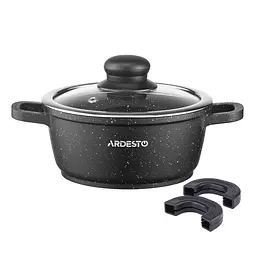 Каструля Ardesto зі скляною кришкою Gemini Anzio 1.2л алюміній чорний kuh0014741 - мініатюра 9