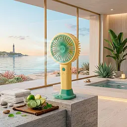 Акумуляторний вентилятор Light and Handy Fan із підставкою для телефона, 700 мА·год, 3 швидкості, 1,5-2,5 Вт, USB Type-C, 16,5 см, жовтий - мініатюра 4