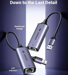 Перехідник USB 3.0 Type-A --> Ethernet RJ45 2.5Gb CM648 Ugreen чорний - мініатюра 8
