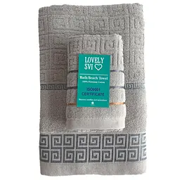 Набір жакардових рушників Lovely Svi для ванної 70х140 см + 34 х 75 см Версаче Сірий 2 шт. (2561097)