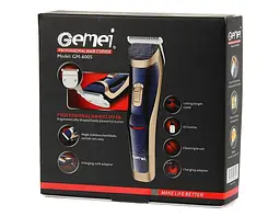 Машинка для стрижки волосся Gemei Gm 6005 акумуляторна бездротова з 4 насадками з нержавіючої сталі з титановим покриттям. - мініатюра 4