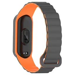 Ремінець Dual-color Magnetic для Xiaomi Mi Band 7/6/5/4/3 Gray / Orange - мініатюра 2