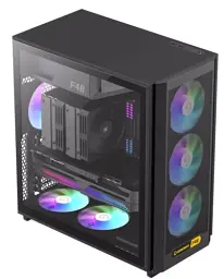 Корпус GameMax F46, Black, без БЖ, Mini Tower, ATX / Micro ATX / Mini ITX, Type-C / 2xUSB 3.0, макс. CPU - 169 мм / VGA - 350 мм, 4x120 мм ARGB, бічна панель із загартованого скла