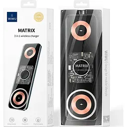 Бездротовий зарядний пристрій WiWU Wi-W010 Matrix Wireless Charger 3in1 15W with MagSafe Black [99972] - мініатюра 4