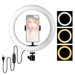 Лампа кільцева LED Ring Light LJJ-33 33 см із гнучким тримачем телефона, регулюванням яскравості, 3 режими