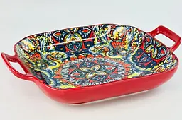 Салатник з ручками 23x18,5x4 "Мальований червоний"