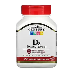 Вітамін D3 50 mcg (2000 IU) - 250 softgels