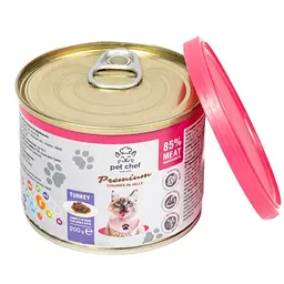 Вологий корм для котів Pet Chef шматочки з індичкою в желе 200 г