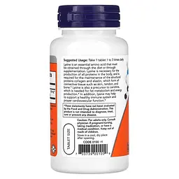 Амінокислота NOW L-Lysine 500 mg, 100 таблеток - мініатюра 3