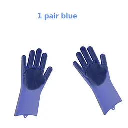 Рукавички силіконові багатофункціональні Gloves for washing dishes Blue (do043) - мініатюра 4