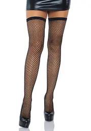 Панчохи-сітка зі швом ззаду Leg Avenue Bow back seam thigh highs One size Black атласний бант - мініатюра 2