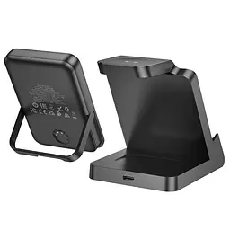 Power bank Hoco J149 3в1 5000mAh магнітний з функцією бездротової зарядки чорний - мініатюра 6