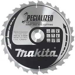 Диск пиляльний по дереву 355х30 мм 24T Makita Makblade Plus qulet cutting B-09385