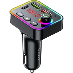 FM модулятор Havit HV-FM819BT USB-A+USB-C PD24W RGB Black (HV-FM819BT) - мініатюра 3