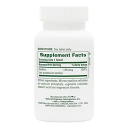 Йод Natures Plus Potassium Iodide 150 mcg, 100 таблеток для підтримки щитовидної залози - мініатюра 2