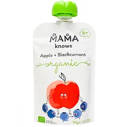 Пюре Mama knows Яблуко та чорна смородина, без цукру, 90 г (922340)