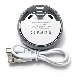 Бездротові навушники Veron M06 Round TWS Bluetooth з кейсом - мініатюра 2