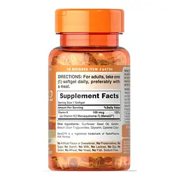 Вітаміни та мінерали Puritan's Pride Vitamin K-2 (MenaQ7) 100 мкг 30 капсул - мініатюра 2