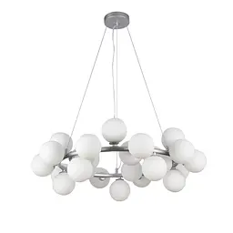 Люстра стельова Levistella 7841019-25 GAB+WH, G9, 25 ламп, діаметр 750 мм, сріблястий метал+скло, сучасний стиль для дому