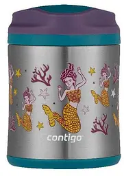 Термос дитячий для їжі Contigo, 300 мл, сріблястий, з малюнком русалки (2136764) - мініатюра 2