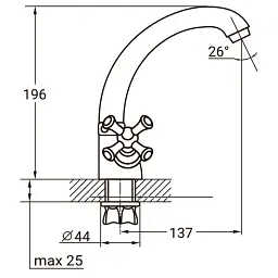 Змішувач PL 1/2 "для кухні гусак короткий вухо на гайці AQUATICA PL-4B355C (9777100) - мініатюра 2