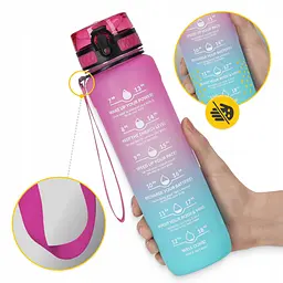 Пляшка для води спортивна 4FIZJO 1000 мл 4FJ0630 Pink/Sky Blue (P-5905973400770) - мініатюра 6