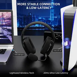 ATTACK SHARK L80 PRO Легка бездротова ігрова гарнітура BT/2.4G/ 40 мм динаміки,Чорні - мініатюра 7