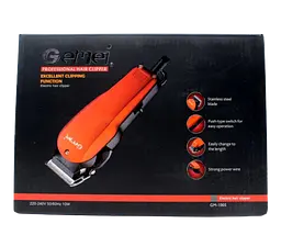 Машинка для стрижки волосся Gemei GM1-1005 з 4 знімними насадками червоний (lp-91051_328) - мініатюра 4