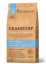 Сухий корм Grandorf White Fish & Brown Rice Adult All Breeds для собак усіх порід від 1 року і старше з білою рибою 1 кг (5404009590015)