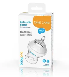 Пляшка для годування BabyOno Natural Nursing, повільний потік, 180 мл (1450) - мініатюра 4