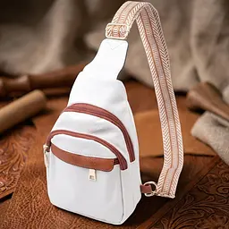 Жіноча сумка через плече з отвором для навушників з екошкіри Vintage 22785 біла