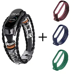 Ремінець вінтажний Carprie для фітнес-браслета Xiaomi Mi Band 5 і 6 Type BB5 + 3 кольорових ремінця