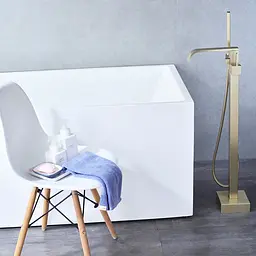 Змішувач для ванни Rea Carat підлоговий brushed gold REA-B6522, Золотий - мініатюра 4