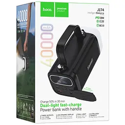 Портативний ЗП Power Bank Hoco J174 Unimpeded 22.5W+PD20W dual lighting 40000 mAh Black - мініатюра 2