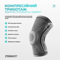 Бандаж (наколінник) ортопедичний для колінного суглоба з ребрами жорсткості та силіконовою вставкою (сірий). Розмір S - мініатюра 6