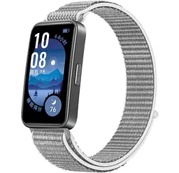 Ремінець Primo нейлоновий для смарт-годинника Huawei Band 10 / Band 9 / Band 8 - White/Grey - мініатюра 2