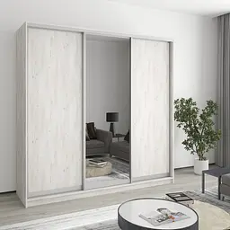 Шафа-купе тридверна MebelStar Комбо AL 2ДСП/Дзеркало 210x60x210 см Аляска сірий (MBS-3377)