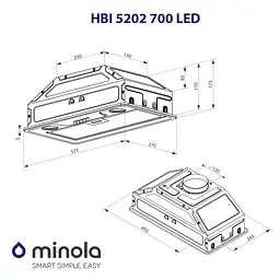 Витяжка повновбудована MINOLA HBI 5202 IV 700 LED - мініатюра 10