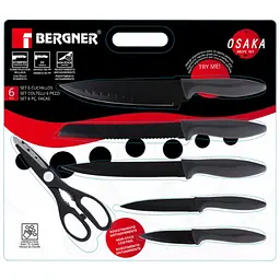 Набір ножів Bergner Osaka, з ножицями, 6 предметів (BG-9075-BK) - мініатюра 8