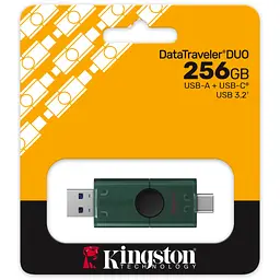 USB флеш накопичувач Kingston 256GB DataTraveler Duo USB 3.2 / Type-C Black/Green (DTDEG2/256GB) - мініатюра 6