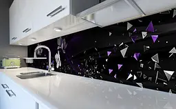 Кухонний фартух Магнолії Розбите вінілова скло для кухні 65х250 см Квіти Чорний Happy Pocket Z184947 - мініатюра 5