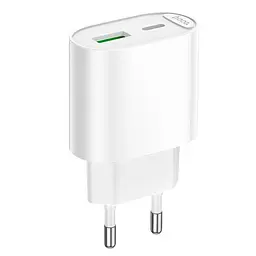 Адаптер мережевий HOCO Fighter charger C109A |1Type-C/1USB, 3A/20W, PD/QC|