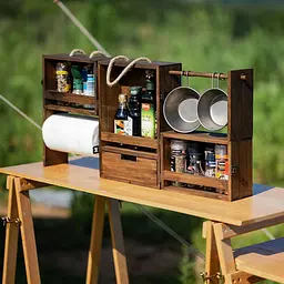 Кемпінгова етажерка з полицями Naturehike CNH22JU018 натуральне дерево - мініатюра 4