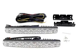 Денні ходові вогні ДХО / 254x24x42 мм / 1W x 9SMD / Лінза з фокусом Х-09 / корпус метал / Білі 2 шт.