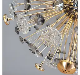 Велика дизайнерська підвісна люстра Artlight 24402-600GD+BK на 16 ламп G4 із золотим каркасом та графітовим склом - мініатюра 6