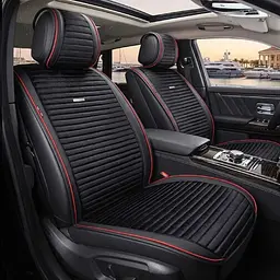 Накидки на передні сидіння Алькантара Napoli Premium Чорні Червоний кант 2 шт