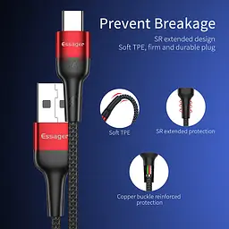 Зарядный кабель Super Quick Charge ESSAGER 5A Type-C 1метр - мініатюра 2