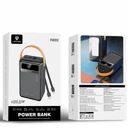 Зовнішній акумулятор Power Bank LENYES PX691D, 60000 мА·год, швидка зарядка PD 22.5W, чорний - мініатюра 6